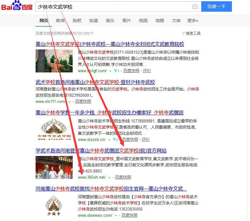 百度排名結(jié)果